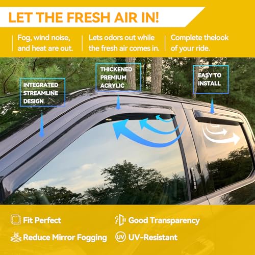 Window Visor for 1995-2004 Toyota Tacoma Access/Extended Cab, Out-Channel Rain Guards Shields Vent Deflector Shade Wind Dark Smoke for 95-04 Tacoma, Outside-Mount, 4PCS - style: For 1995-2004 | Toyota Tacoma | Access/ Extended Cab | Out-Channel