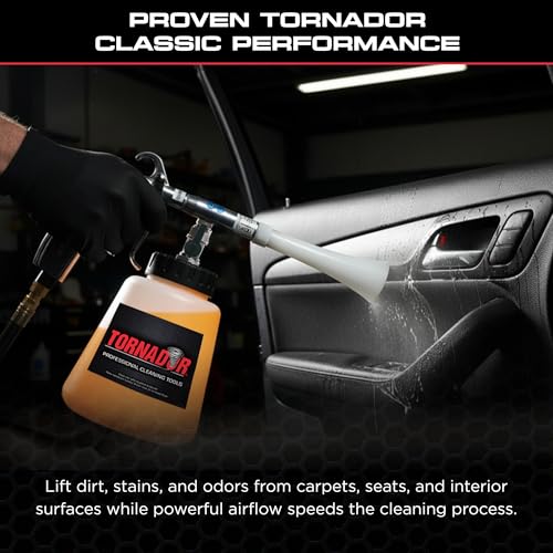 Tornador Z-010 Tool Kit with Orange Enzyme Solution and White Brush Cone CT-900 | High Pressure Air Tool for Interior Surfaces Car Detailing Use - size: Z-010 + Enzyme + Brush Cone
