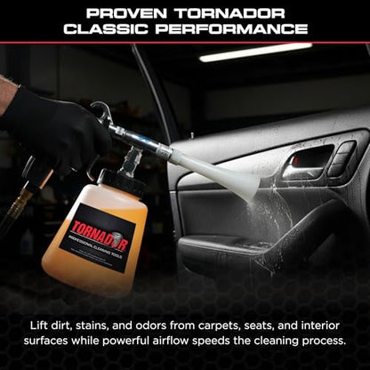 Tornador Z-010 Tool Kit with Orange Enzyme Solution and White Brush Cone CT-900 | High Pressure Air Tool for Interior Surfaces Car Detailing Use - size: Z-010 + Enzyme + Brush Cone