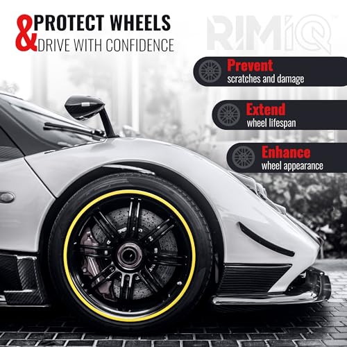 RIMiQ PROTECTiQ PRO Universal Rim Protection Trim - Curb Rash Guard with Award-Winning 3/8" Patented Design and Premium 3M Tape - Fits Up to 4X 24 Wheels, Cars, Trucks, SUVs - Yellow - color: Yellow, size: Protectiq Pro