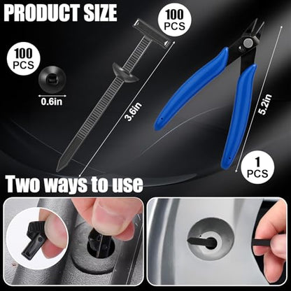 XANGNIER 100 Pcs Nylon Universal Cable Tie Buckle with Wire Cutter,Multipurpose Self Locking Zip Tie Clips Automotive,Snap Fit Nylon Fastening Clip for Car Repairs Auto Bumper Fender Liner Fasteners - color: 100pcs