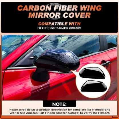 ACLONG Glossy Black Mirror Covers Fit for Toyota Camry 2018-2025 – Driver & Passenger Side Rearview Cap Replacement (1 Pair) - size: Fit for Toyota Camry 2018-2025-Glossy Black