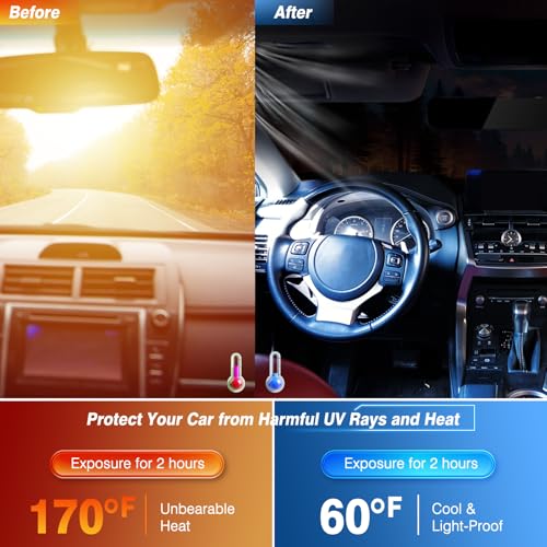Car Windshield Sun Shade - Reflector Sunshade Offers Ultimate Protection for Car Interior, Cool Reflective Sun Blocker Fits Small Sedans, Mini SUVs - color: Starry Purple Sky