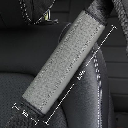 2PCS Car Seat Belt Cover, Soft Shoulder Strap Covers Harness Pads, Safety Leather Seatbelt Comfort Driving Cushion Protect Your Shoulder and Neck Universal for Car, SUV,Truck (Gray) - color: Gray