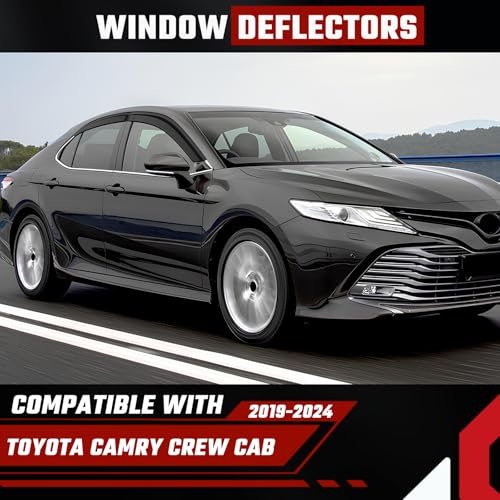 Extra Durable Rain Guards Fit for 2019-2025 Toyota Camry, Tape-on Side Window Deflectors 19 20 21 22 23 24 25 Camry Wind Deflectors Rain Guard Black - 4 PCS - size: Fit for 2019-2024 Toyota Camry Tape-on