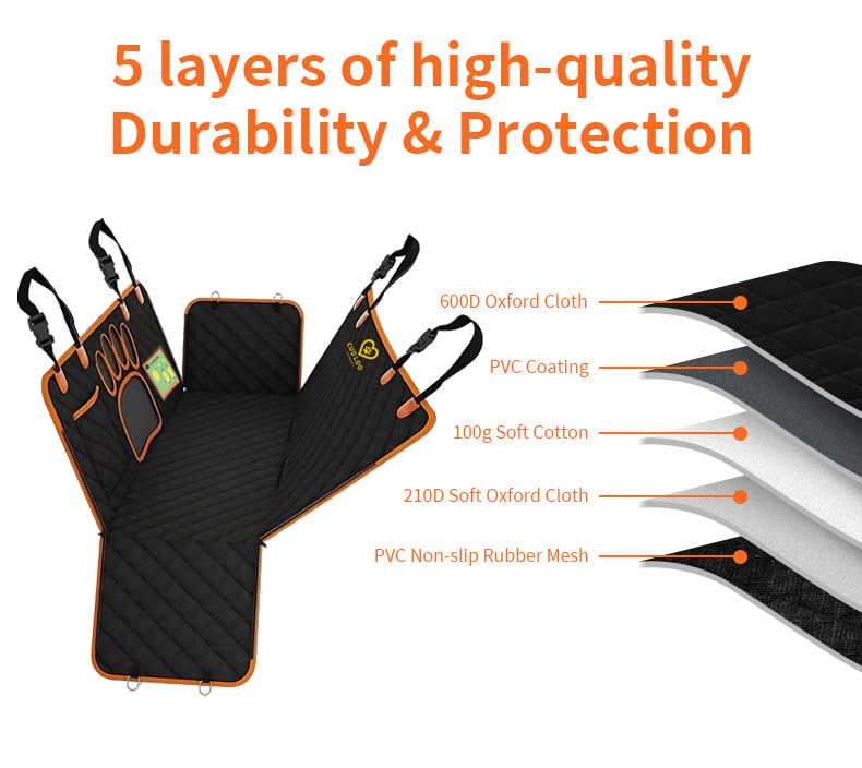 Cudloo Dog Car Seat Cover for Pets 100% Waterproof Seat Cover Anti Tear Dog and Cat Hammock 600D Heavy Duty Scratch Proof Nonslip Pet Seat Covers for Cars, Trucks and SUVs