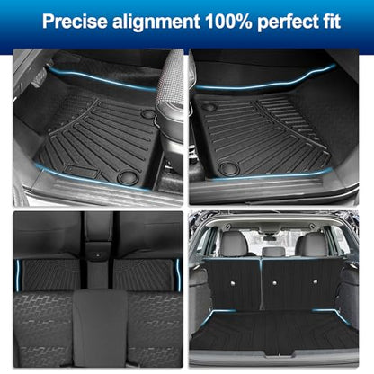 Peleus Floor Mats for Nissan Kicks 2025 2026,TPE All Weather Protection 2 Rows Car Floor Liners with Cargo Liner Backrest Mat for Nissan Kicks Trunk Mat+Backrest Mats+Floor Mats - style: for 2025 Nissan Kicks
