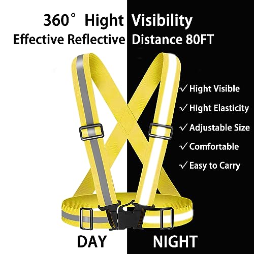 High Visibility Reflective Vest Safety Vest Running Reflective Gear Adjustable Reflective Vest for Walking,Jogging,Hiking,Night Cycling - color: Golden Yellow