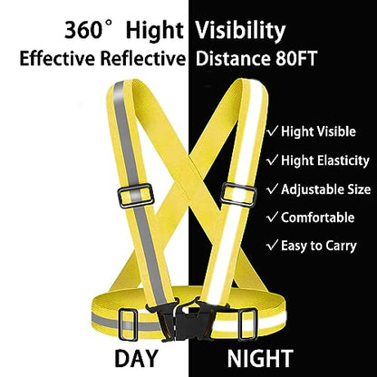 High Visibility Reflective Vest Safety Vest Running Reflective Gear Adjustable Reflective Vest for Walking,Jogging,Hiking,Night Cycling - color: Golden Yellow