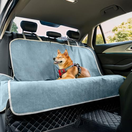 FUNNY FUZZY Dog Car Seat Cover for Back Seat, Back Seat Pet Cover for Dogs Waterproof, Scratchproof Dog Backseat Cover, Non-Slip Bench Car Seat Protector, Universal Fit Most Cars, SUVs, Trucks, Blue - color: Blue, size: Back Seat(48''W x 53''L)