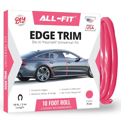 All-Fit Automotive Car Door Edge Protector – Universal DIY Edge Trim to Prevent Scratches & Dings – Flexible Adhesive Molding Trim for Cars, Trucks & SUVs (10 Ft - Pink) - color: Pink