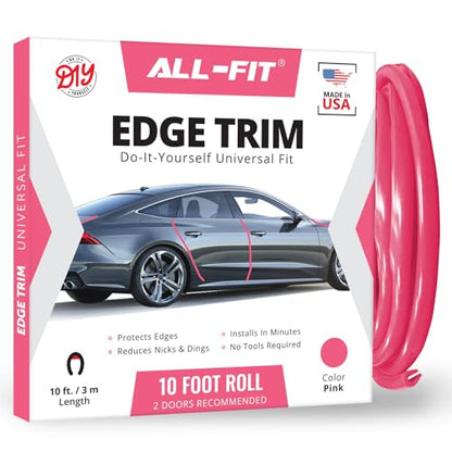All-Fit Automotive Car Door Edge Protector – Universal DIY Edge Trim to Prevent Scratches & Dings – Flexible Adhesive Molding Trim for Cars, Trucks & SUVs (10 Ft - Pink) - color: Pink