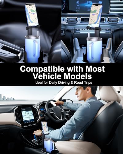Vitog 2-in-1 Phone Holders for Your Car, Universal Cup Holder Phone Holder with 360° Rotation & Long Arm Mount, Car Phone Holder Compatible with iPhone, Samsung, All 4.0-14.0" Phones & Tablets