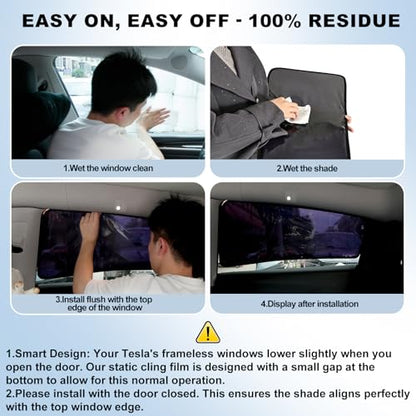XCBYT Side Window Sunshade for Tesla Model Y 2020–2024 | Rear & Front Static Cling Side Window Covers, Semi-Transparent Privacy & UV Protection | Not for 2025–2026 Model Y Juniper - size: Model Y(2020-2024)-4PCS
