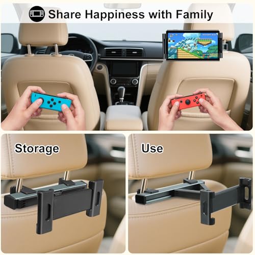 Kairiyard Tablet Holder for Car, Triangle Extension Arm Adjustable Car Back Seat Tablet Holder Road Trip Essentials Headrest Tablets Cars Mount Compatible with iPad Pro, Air, Mini, 4.7-11" Devices - color: Blue-gray