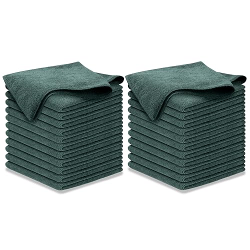 USANOOKS Premium 300GSM Microfiber Cleaning Cloth - 12.5"x12.5" High Performance - 1200 Washes, Ultra Absorbent Microfiber Towels for Cars Undercarriage, Rims & Engine Bay Cleaning - Microfiber Cloth - color: Dark Green, size: 24 pack
