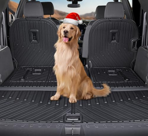 Floor Mat Cargo Mats for 2018-2022 2023 Chevrolet Chevy Traverse 7 Seats Car Mat Accessories, All Weather TPE Backrest and Lower Trunk Cargo Liner (18-23 7 Seats Set) - style: 18-23 7 Seats-Mats Set