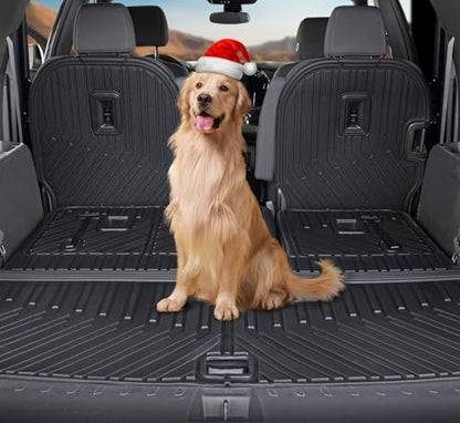 Floor Mat Cargo Mats for 2018-2022 2023 Chevrolet Chevy Traverse 7 Seats Car Mat Accessories, All Weather TPE Backrest and Lower Trunk Cargo Liner (18-23 7 Seats Set) - style: 18-23 7 Seats-Mats Set