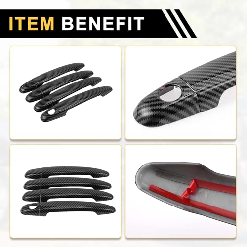 4pcs Exterior Door Handle Cover Car Door Handle Protector for Toyota 4Runner 2003-2010 Car Door Handle Protector without Keypad ABS Carbon Fiber Pattern Black