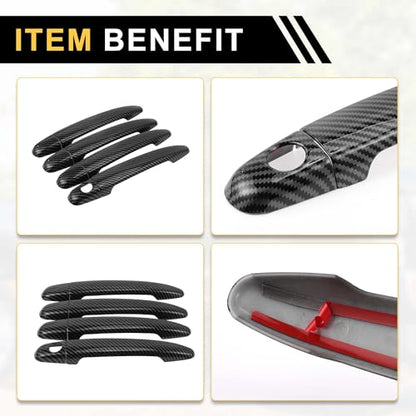4pcs Exterior Door Handle Cover Car Door Handle Protector for Toyota 4Runner 2003-2010 Car Door Handle Protector without Keypad ABS Carbon Fiber Pattern Black