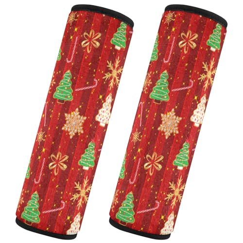 senya Merry Christmas Gingerbread Golden Tree 2 Pack Soft Auto Seat Belt Cover Seatbelt Shoulder Pad for More Comfortable Driving, 10 x 7.7 inch - color: Color 5