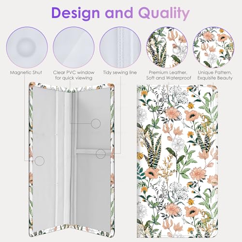 Car Registration and Insurance Holder，Colour Patterns Men Women Car License Document Registration and Insurance Card Holder - color: White flora