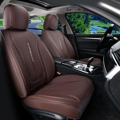 Coverado Car Seat Cover Front Seats, Brown Seat Covers Front Seats, Nappa Leather Waterproof, Car Seat Cushion, Car Seat Protector Universal Fit Most Cars - color: Z-Brown, size: Front