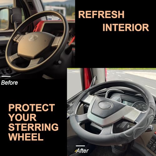 PINCTROT XL Size 17.5-18 Inch Comfy Grip Steering Wheel Cover for Semi Truck, Fits RV, Big Rig Trucker, 18 Wheeler and Classic Cars, Anti-Slip Design 17.5-18 Inch(Silicone Black) - color: 1.Black, size: Extra Large Size[17 1/2''-18'']