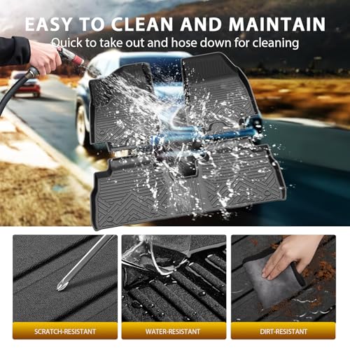 Powerty Floor Mats for 2024-2025 2026 Chevrolet Chevy Equinox EV Accessories (Non Fuel), All Weather Protection Anti-Slip and Waterproof Car Floor Liners for Equinox EV 3PCS - size: 2)Chevy Equinox EV｜24-26｜1st & 2nd Row