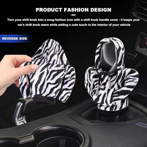 Universal Hoodie Car Gear Shift Cover, Funny Shifter Hoodie, Most Car Gear Shift Levers - color: Zebra, size: 1 Piece