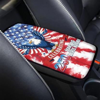 Dreaweet Patriotic Eagle Arm Rest Cover for Car 250th Anniversary Center Console Cover Pad Soft Scratch-Proof Universal Armrest Cover for SUV Truck Sedan - color: 250 Years Eagle