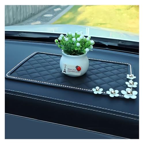 Bling Daisy Car Dashboard Anti-Slip Mat, Rhinestone Auto Dash Phone Hold Sticky Pad, 10.4'' × 5.9'' Vehicle Strong Gripping Mat for Keychain, Sun Glass and Electronic Device (Diamond/Daisy) - color: Diamond/Daisy