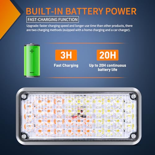 Nilight 2PCS 42LED Amber White Magnetic Strobe Lights Portable Warning Hazard Light Surface Mount Waterproof 5 Patterns for 12V 24V Cars Trucks Van Off Road Vehicles ATV - color: 42LED Amber White