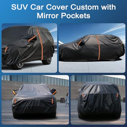 Car Cover for Honda Prologue 2023-2026 and for Lincoln Nautilus 2018-2026 and for Lincoln Aviator 2003-2026, Sun Rain UV Snow Dust Protection, Custom Fit with Driver Door Zipper & Reflective Strips