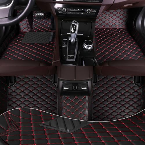 Car Mats Full Set for Honda Accord 8th Floor Mats 2008-2013,All Weather Tech Mats for Cars,Leather Car Floor Mats,Non-Slip Automotive Floor Liners(Black Red) - color: Black Red