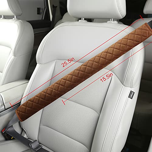 HighnessHwoo Extra Long Seatbelt Covers for Adults Kids Women & Men, Soft Car Seat Belt Strap Cushion for Sedan, SUV, Trucks, Shoulder Neck Chest Protector Pads, Auto Accessories, 1pc, Brown 15.5in - color: Brown, size: 15.5in - 1pc