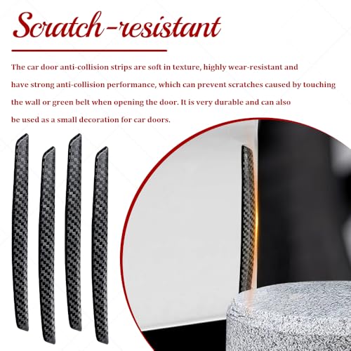 4PCS Car Door Anti-Collision Strip, Car Door Edge Guards, Anti-Scratch Auto Bumper Protector Trim, Auto Exterior Accessories Carbon Fiber Front and Rear Bumper Guard Sticker for Most Vehicles