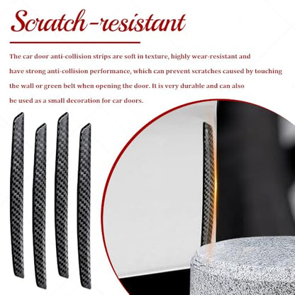 4PCS Car Door Anti-Collision Strip, Car Door Edge Guards, Anti-Scratch Auto Bumper Protector Trim, Auto Exterior Accessories Carbon Fiber Front and Rear Bumper Guard Sticker for Most Vehicles