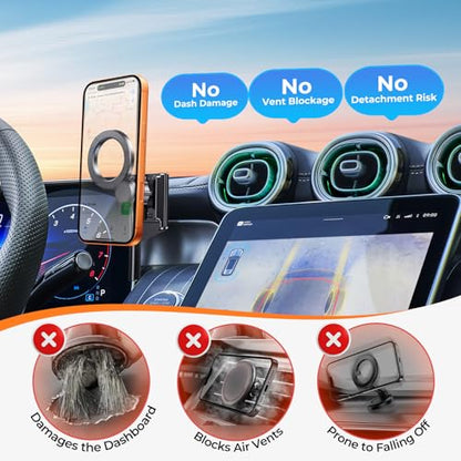 Car Phone Holder for Mercedes Benz GLC 2023-2026 & C-Class 2022-2026 (Only for 12.3-Inch Screen) 360° Rotation Magnetic Cell Phone Mount, Compatible with Magsafe, Does Not Affect Air Vent - style: Fit for 23-26 GLC & 22-26 C-Class, 12.3-Inch