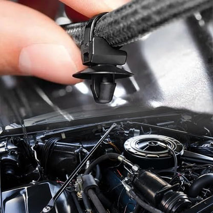 130PCS Automotive Cable Ties and Wire Loom Kit,Includes 6 Sizes Wire Clips for Storaging and Protecting Cable,Universal Cable Retainer Clips Car Accessories for Car SUV Truck