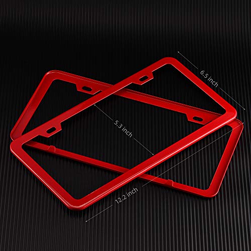 Red License Plate Frame, Metal Thin Stainless Steel with 2 Holes Screw Cap, 2 Pack (Red (Most Glamorous)) - color: Red (Most Glamorous)
