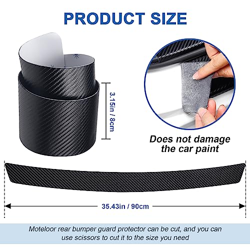Soft & Bendable Rear Bumper Protector 35.42" x 3.14" - Carbon Fiber Leather Anti-Scratch Guard for SUV, Truck, Sedan | Flexible But NOT Stretchable | Trim to Fit, No-Drill Installation - size: 35.42*3.14 in