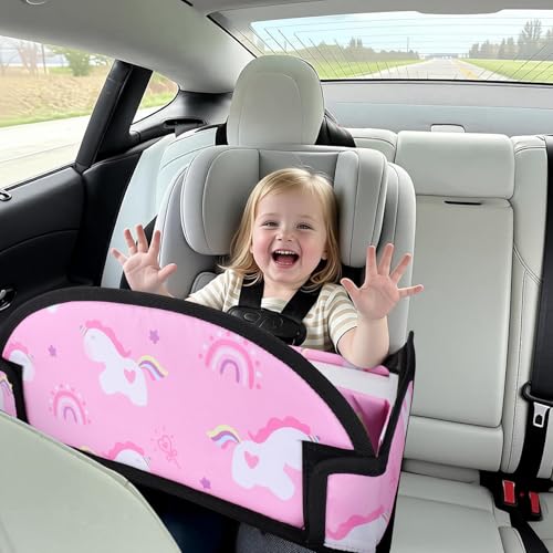 3PCS Kids Travel Tray for Airplane - Toddler Car Seat Table Tray, Road Trip Essentials for Boys & Girls, Carseat Lap Desk for Kids Road Trip Activities - color: 2Pink/Green-3PCS
