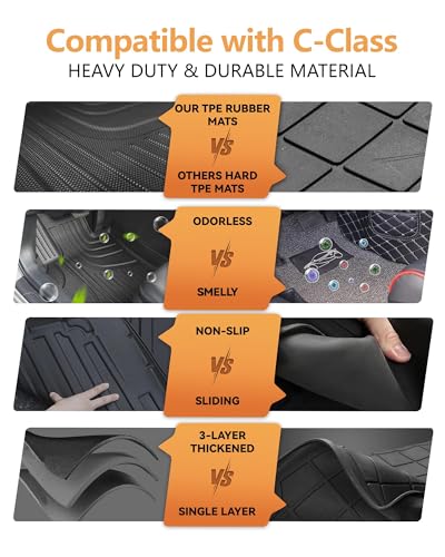Trunk Mat Fit for Mercedes Benz C Class Sedan 2022 2023 2024 2025 2026 - AOMSAZTO Cargo Mat All Weather Custom Fit Cargo Liner C Class Car Mats Accessories Black (Only for Sedan) - style: 1) for Mercedes Benz C-Class | 2022-2026 | Cargo Liner