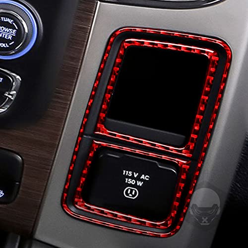 Carbon Fiber Car Gear Shift Knob Console Panel Cover Trims Rotary Shifter Compatible with Dodge Ram 1500/2500/3500 2013 2014 2015 Interior Accessories Red (Kit-F 5Pcs) - color: Red 15