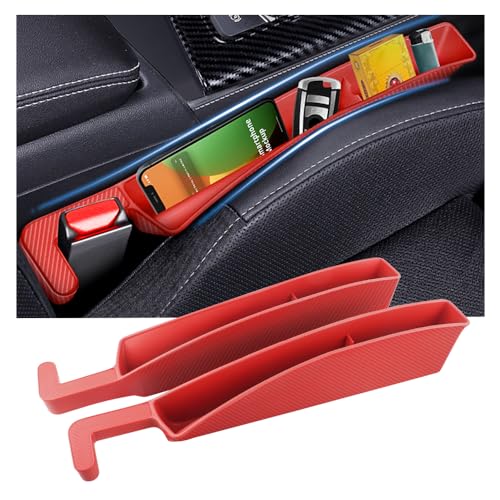 2PCS New Car Seat Gap Filler with 2 Storage Areas,Stylish Car Seat Gap Storage for Stabilizing Phone,Keys Wallet,Universal Car Seat Gap Filler Organizer Interior Accessories (Carbon Red) - color: Carbon Red