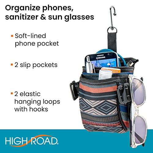 High Road DriverPockets Car Phone Holder Air Vent Pouch and Front Seat Organizer with 3 Pockets, Hanging Hooks and Charging Port (Southwest) - color: Southwest