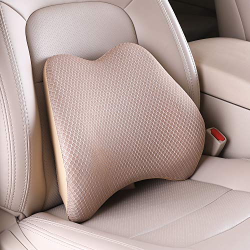 Memory Foam Lumbar Support Pillow for Car - Back Support for Car Seat (Beige) - color: Beige-m