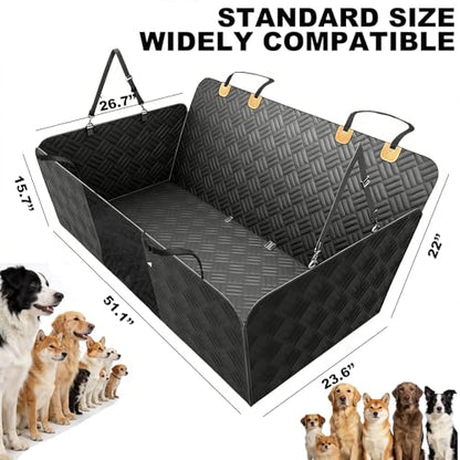 Dog Car Seat Cover, 600D Heavy Duty Waterproof Pet Back Seat Extender with Hard Bottom, Nonslip Scratch Proof Dog Hammock, Machine Washable Car Protector for Cars Trucks SUVs - color: Black