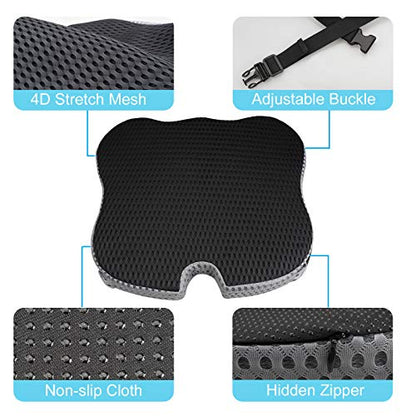 2025 Upgrades Car Coccyx Seat Cushion Pad for Sciatica Tailbone Pain Relief, Heightening Wedge Booster Seat Cushion for Short People Driving, Truck Car Accessories Driver, for Office Chair